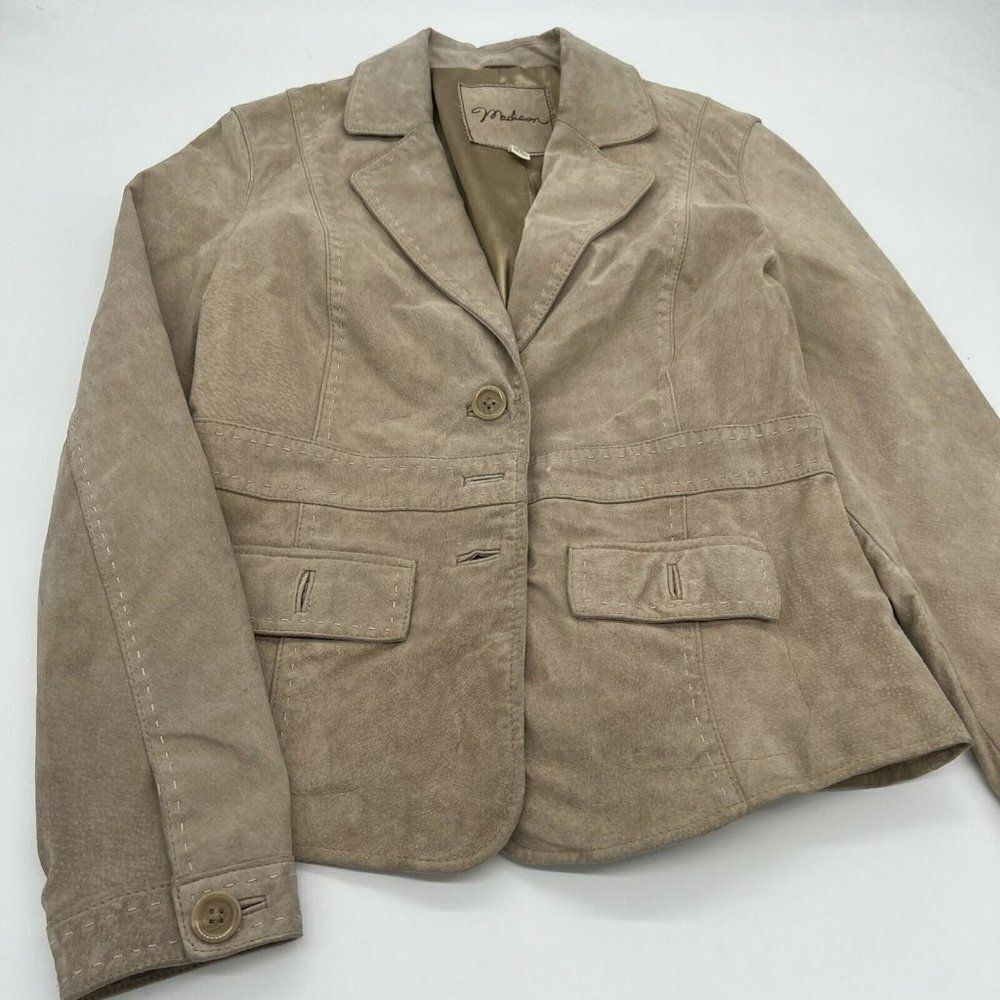 Madison Tan Suede Leather jacket Women’s 12 Stitch detail